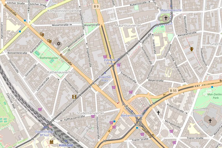 Lageplan: Barbarossaplatz 7, 50674 Köln (Kartendaten OpenStreetMap)